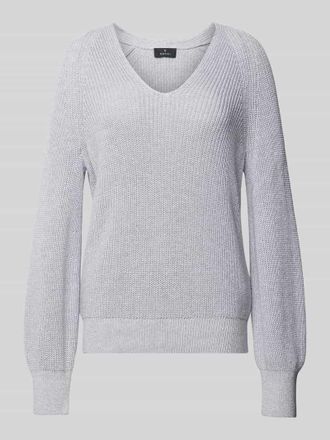 Monari Strickpullover mit V-Ausschnitt in Mittelgrau Melange, Größe 38