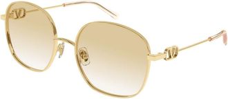 Valentino Sunglasses, female, Yellow, Size: 57 MM VLogo Geometric-frame Sunglasses