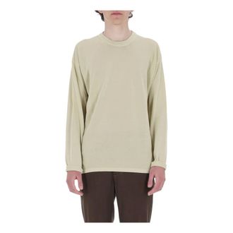 Roberto Collina Maglia girocollo in crepe di cotone - male - Roberto Collina - Long Sleeve T-Shirts - Green - M - Tops