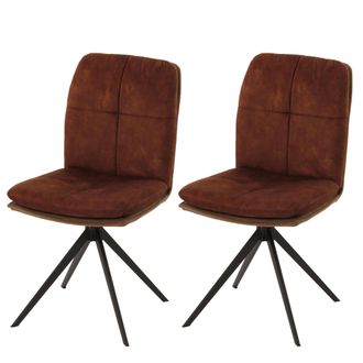 Hhg Hhg - Nunca Usado] Lote De 2 Sillas De Comedor 178, Silla De Cocina Sill&oacute;n, Posici&oacute;n Autom&aacute;tica Giratoria, Metal Tela/textil, Marr&oacute;n