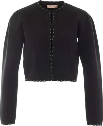 Twinset Verfraaide Vest - Dames - Vesten - Zwart - XS - Polyester - Truien & Vesten