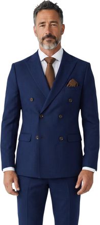 PAUL ANDREW Mens Navy Birdseye Double Breasted Formal Blazer - Mayfair