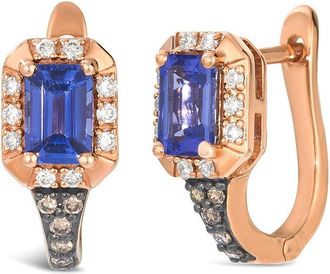 Le Vian 14K Rose Gold 1.23 Ct. Tw. Diamond & Tanzanite Huggies Earrings