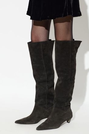 AllSaints Suede Heeled Boots Ortega, Womens, Brown