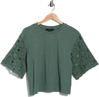 Sanctuary Eyelet Sleeve T-Shirt in Harmony Green at Nordstrom Rack, Size X-Large
