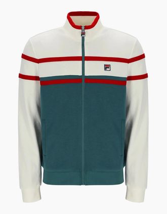 Fila Mens Fila Giovanni Contrast Panels Track Top Jacket Mediterranea/Gardenia/Fila Red - Size: XXL