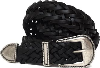Dondup Braided Leather Silver Buckle Belt