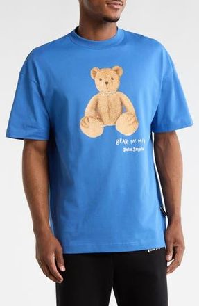 Palm Angels Bear Logo Graphic T-Shirt in Blue/brown at Nordstrom Rack, Size X-Small