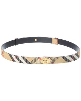 Burberry Cotswoods Check Canvas & Leather Belt