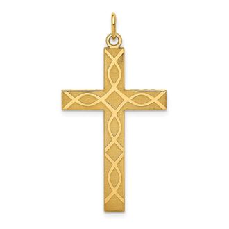 Diamond2Deal 14k Yellow Gold Laser Designed Cross Pendant