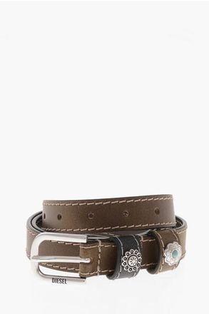 Diesel Leather Belt B-TEXA Solid-Color 20mm size 85