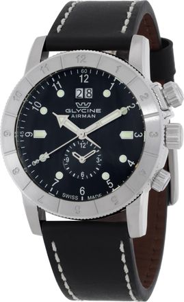 Glycine Airman Contemporary GMT Quartz Black Dial Mens Watch GL0150