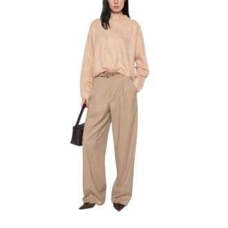 Soft Goat Brushed Crewneck - Knitwear - Mujer - Beige - XS