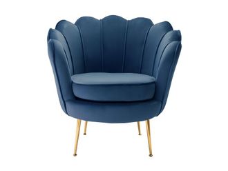 VENTE-UNIQUE.COM Sill&oacute;n cl&aacute;sico terciopelo azul oscuro