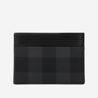 Burberry Check-Pattern Polyurethane Card Case - Gray