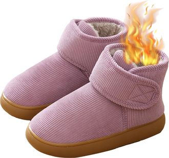 Generic Diabetic Shoes for Women Men Winter Snow Boots Warm Fur Lining Non-slip Non-Slip Slippers Comfortable Adjustable Straps for Swollen Feet Women Purple 