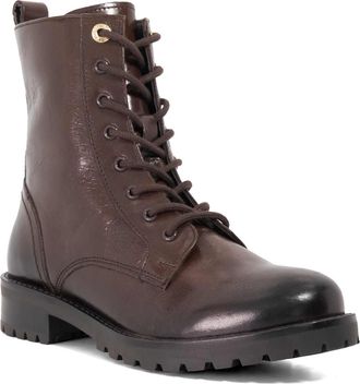 Dune London Womens Ladies Partens - Leather Lace Up Chunky Biker Boots - Brown - Size UK 4