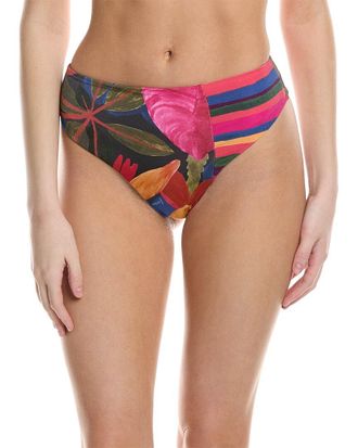 Farm Rio Farm Rio Floral Tropical Colorful Stripes High-Waist Bikini Bottom