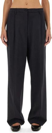 Aspesi Pantalone Mod. 0173 - Dames - Wijde Broeken - Blauw - S - Leer - Broeken