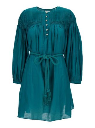 Isabel Marant Blue Adeliani Belted Mini Dress In Cotton Blend Woman