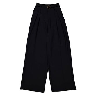 Ferragamo Ferragamo Belted Wide-Leg Silk Trousers