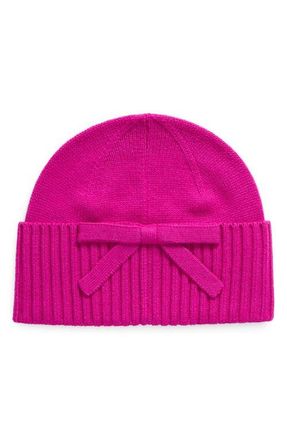 Kate Spade New York bow accent beanie in Marker Pink at Nordstrom