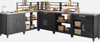Sweeek Cocina Exterior Completa De Acero Inoxidable De 6 M&oacute;dulos