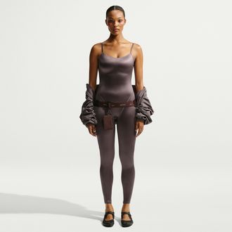 Nike Womens SKIMS Satin Shine Cami Bodysuit in Brown | IR5062-241