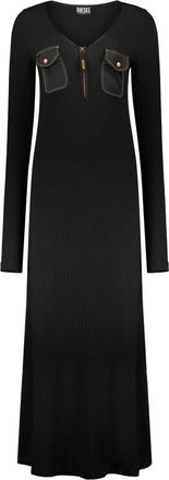 Diesel Long Ribbed Dress - Dames - Kleedjes - Zwart - S - Kleedjes