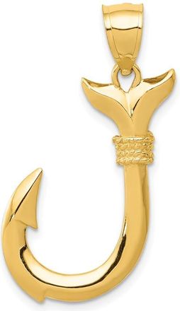 Diamond2Deal 14k Yellow Gold 3D Whale Tail Hook Pendant