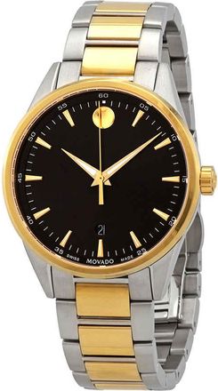 Movado Stratus Quartz Black Dial Two-tone Mens Watch 0607245