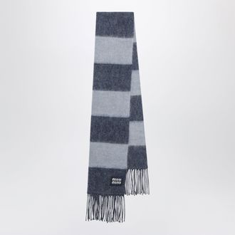 Miu Miu Striped scarf in blue mohair blend