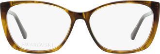 Swarovski SK5383 Crystal-Accented Rectangular Eyeglasses - Brown