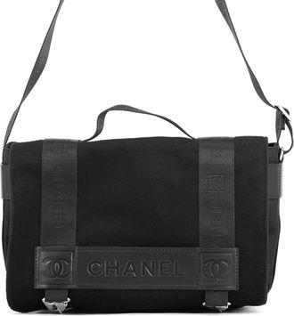 Chanel Sport Navy Black Nylon Felt Messenger Bag Shoulder Bag (Pre-Owned)