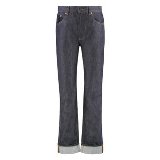 Bottega Veneta Jeans met omslag en rechte pijp - Dames - Bootcut Jeans - Blauw - S - Katoen - Jeans