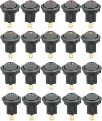 OEM 20 Interruptores Basculantes Redondos De 12 V Cc Y 20 A Para Luces Led, Interruptores Basculantes De Encendido/apagado Spst Para Autom&oacute;viles, Camiones