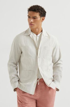 Brunello Cucinelli Cotton and linen guayabera in Rope at Nordstrom, Size Xxx-Large Eu