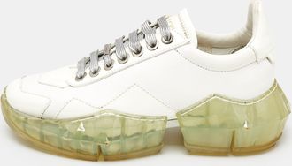 Jimmy Choo London White Leather Diamond Low Top Sneakers