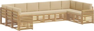 vidaXL Conjunto De Sof&aacute;s De Exterior 10 Uds. Y Beige Poli&eacute;ster Vidaxl