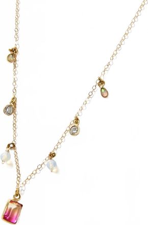 Native Gem Womens Gemstone Station Necklace In Pink