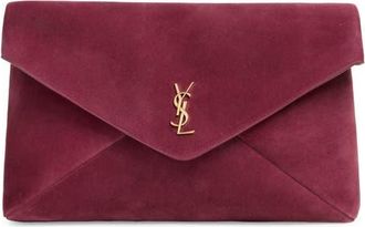 Saint Laurent XXL Cassandre Suede Envelope Clutch in Deep Fuchsia at Nordstrom