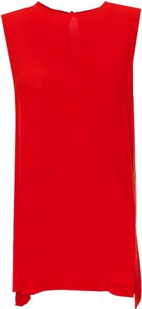 Closed Sleeveless Silk Blouse Basic - Dames - Tops zonder mouwen - Rood - L - Tops