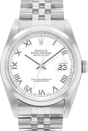 Rolex Pre-owned Rolex Datejust 36 Automatic Chronometer White Dial Mens Watch 16200 WRJ