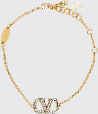 Valentino Garavani Bracciale VLogo Signature in ottone con strass incastonati