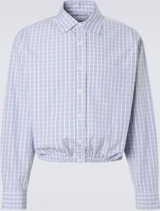 Prada Checked gathered cotton shirt