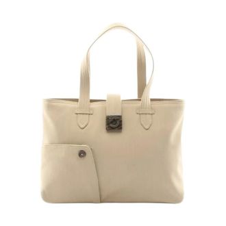 Ferragamo Pre-owned Gancini Canvas Tote Bag - Dames - Pre-owned - Beige - Maat: ONE Size Zijde
