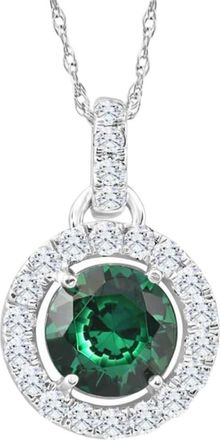 Pompeii3 1 1/2Ct Emerald Diamond Halo Pendant Womens 10k White Gold Necklace 18 Length