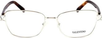 Valentino Glasses, female, Yellow, Size: ONE SIZE Geometric Metal Eyeglasses Frame