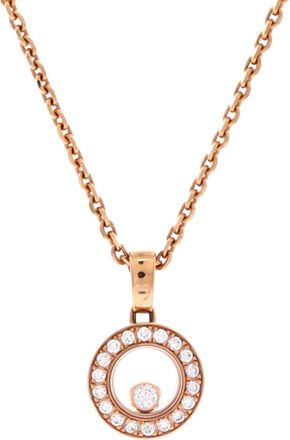 Chopard Happy Diamonds Round Pendant Necklace 18K Rose Gold with Diamonds and 1 Floating Diamonds