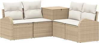 vidaXL Juego De Sof&aacute; 5 Uds. Beige Y Blanco Crema Vidaxl
